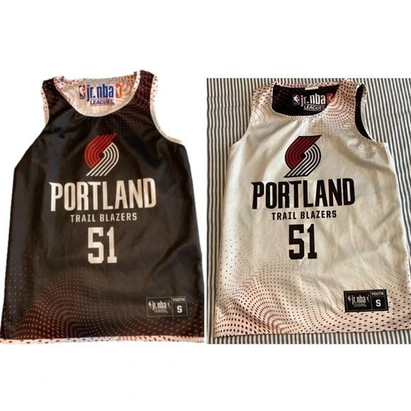 NBA Jr. Portland Trailblazer Leagues Reversible White Black Jersey Youth Small - Picture 1 of 9